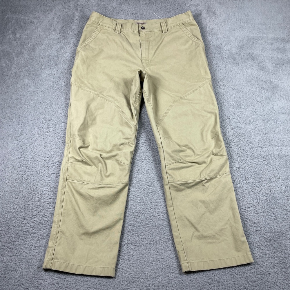 L.L. Bean Katahdin Iron Works Pants Mens 38x32 (Fits 36x30) Tan Double Knee